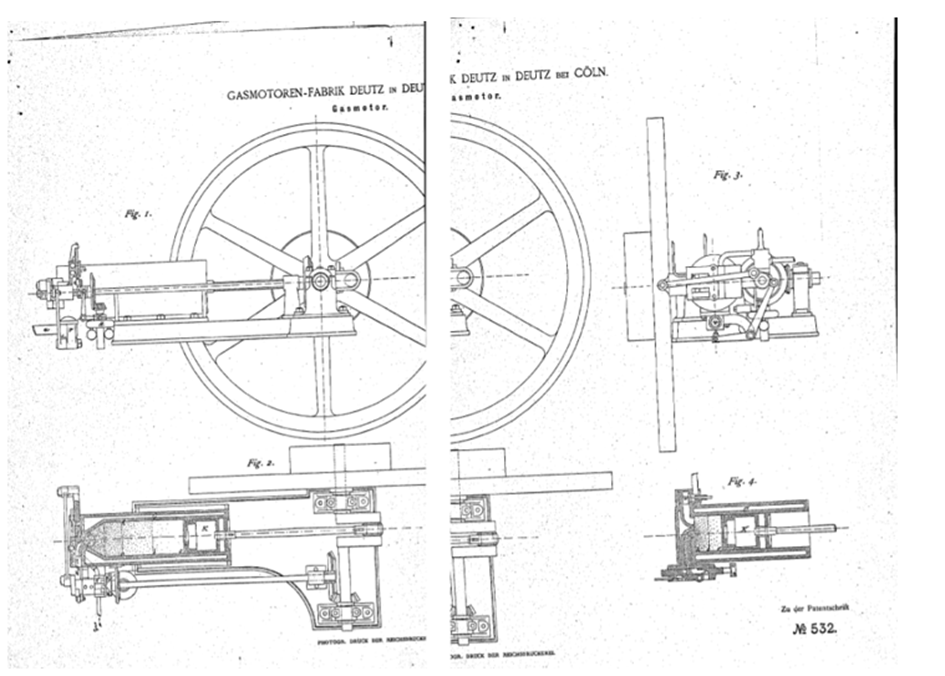 Silnik spalinowy (Nikolaus Otto, 1877, DE532C „Gasmotor”)