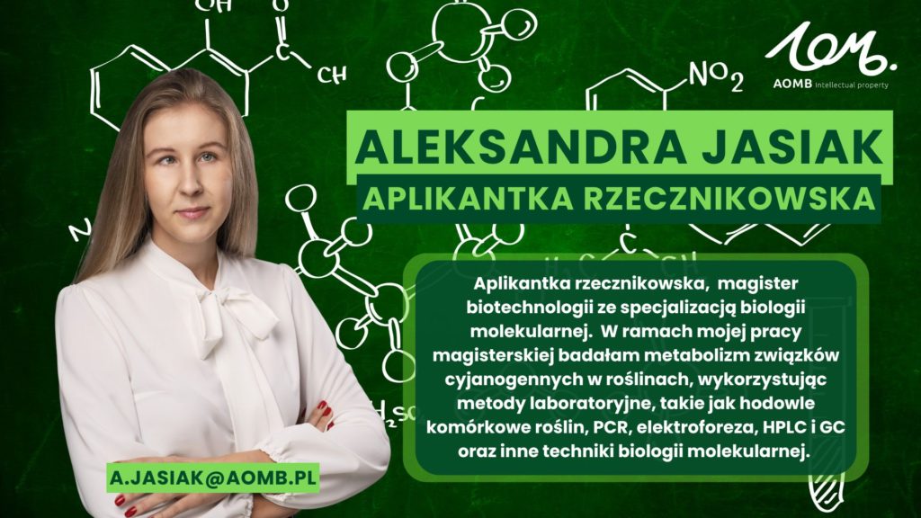 Aplikantka rzecznikowska, magister biotechnologii ze specjalizacją biologii molekularnej. W ramach mojej pracy magisterskiej badałam metabolizm związków cyjanogennych w roślinach, wykorzystując metody laboratoryjne, takie jak hodowle komórkowe roślin, PCR, elektroforeza, HPLC i GC oraz inne techniki biologii molekularnej.